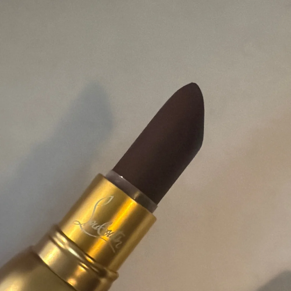 Women's Christian Louboutin Matte Darkest Burgundy Lipstick in Gold Metal Casing